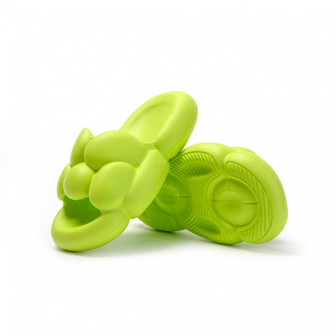 Green shock-absorbing thick-soled girls slippers