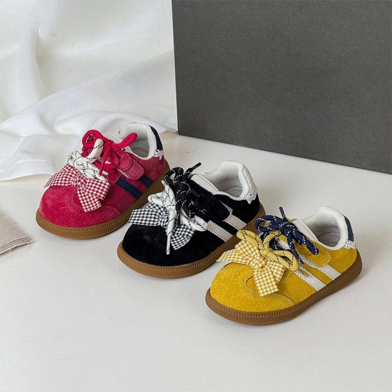 High quality bow decoration girls sneakers