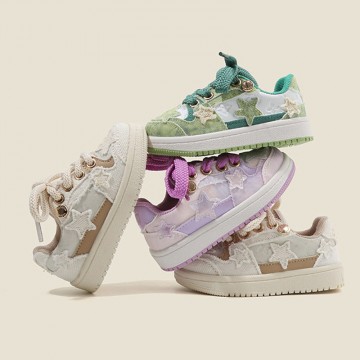 Fashion lace-up non-slip girls' sneakers