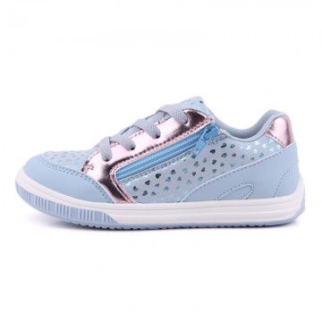 Love heart printed zipper non-slip girls' sports shoes