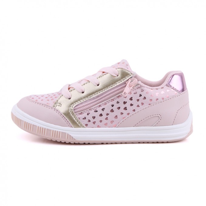 Love heart printed zipper non-slip girls' sports shoes