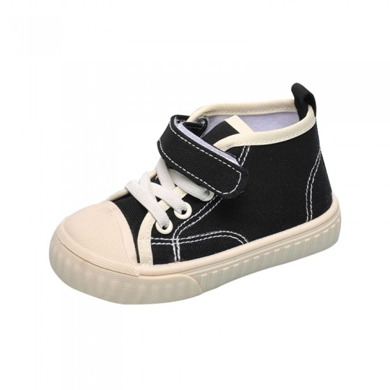 High top canvas velcro girls sneakers