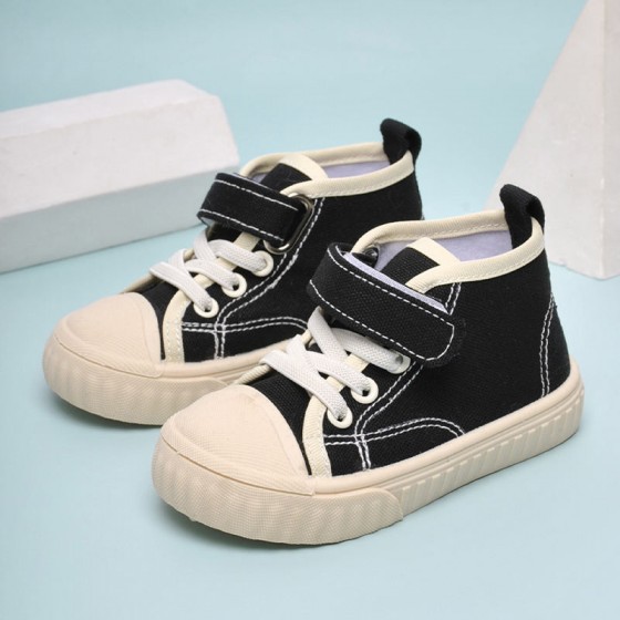 High top canvas velcro girls sneakers