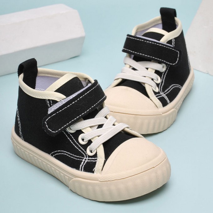 High top canvas velcro girls sneakers
