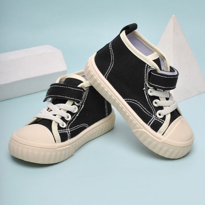 High top canvas velcro girls sneakers