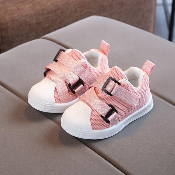 Simple breathable buckle Velcro girls' sneakers