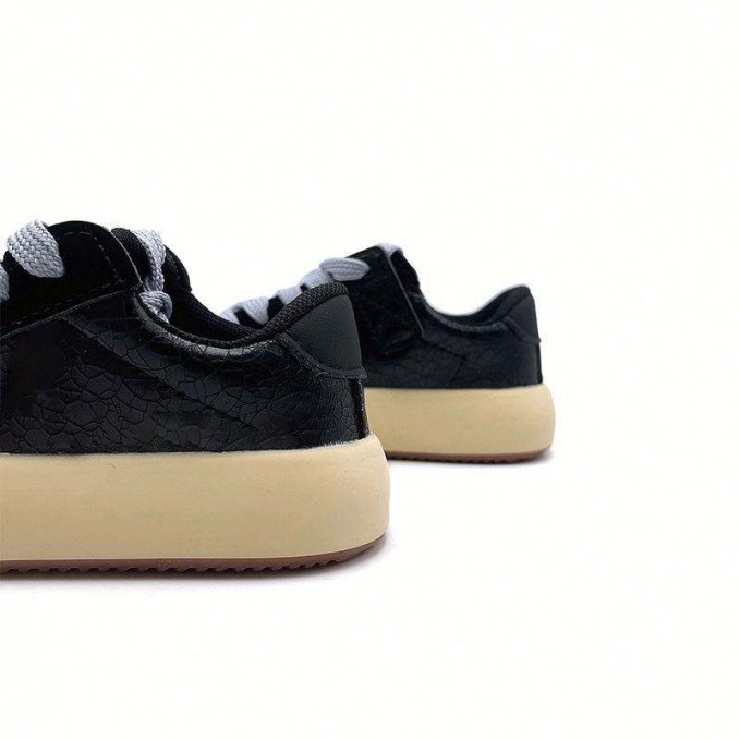 Girls' leather sneakers with sequined toe